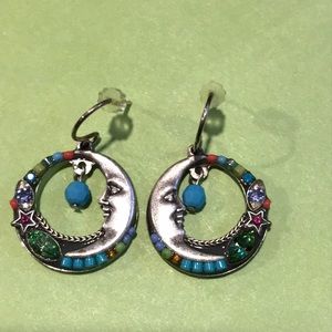 Multi-Color Moon Circle Mosaic Earrings